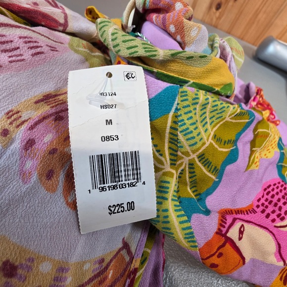 Farm Rio Anthropologie Womens M Mixed Beaks & Bananas Maxi Wrap Dress NWT - Picture 8 of 10